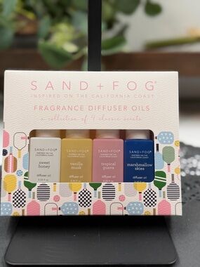 SAND + FOG Diffuser Oil Gift Set Vanilla Musk Marshmallow Guava Honey 4 Pack
